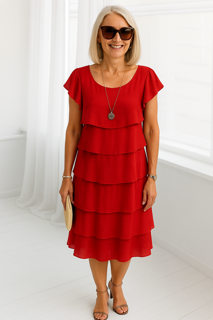 Damen Midikleid mit Lagen und Rüschen für besondere Anlässe - Eveloria