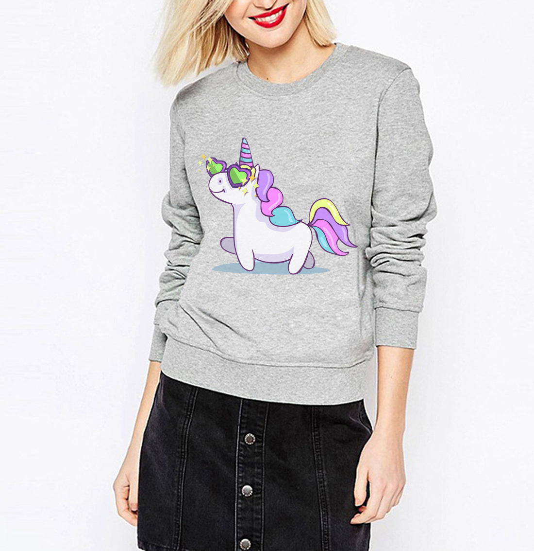 Damen Sweatshirt Einhorn-Design Lockeres Eveloria