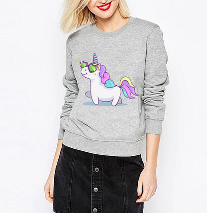 Damen Sweatshirt Einhorn-Design Lockeres Eveloria