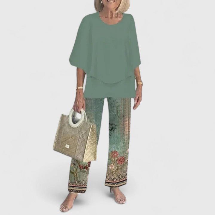 Damen Bedrucktes Hosen Set Zweiteiler