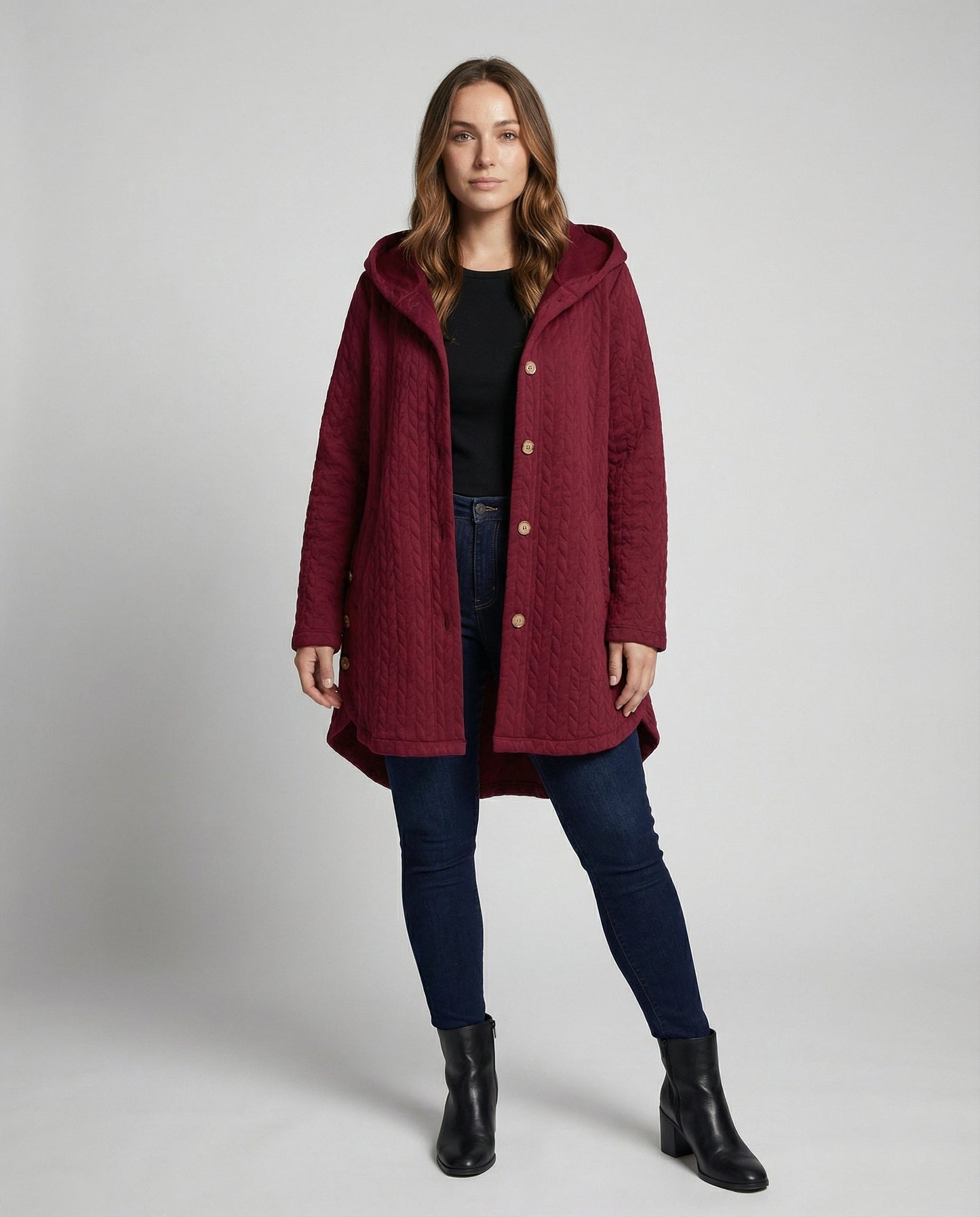 Damen Winterjacke RotweinFarben Baumwolle Warm