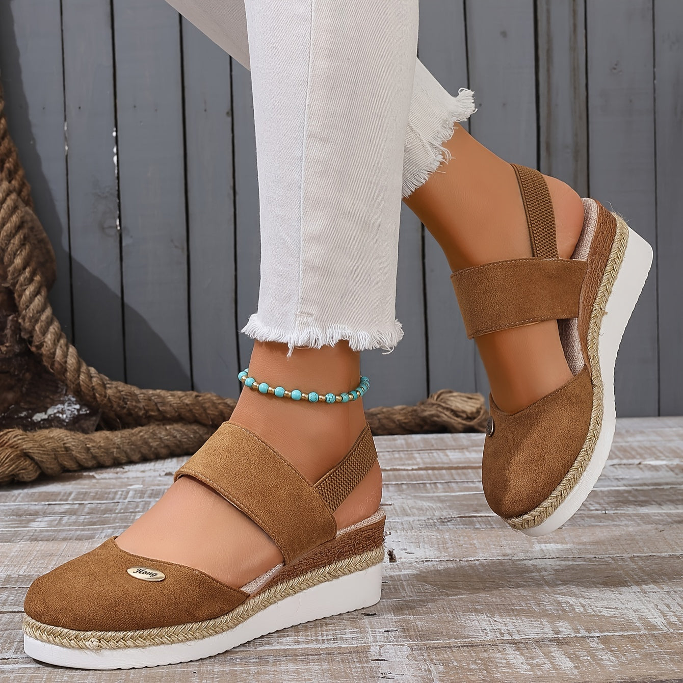 Damen Sandalen Plattform Rutschfest Elastisch
