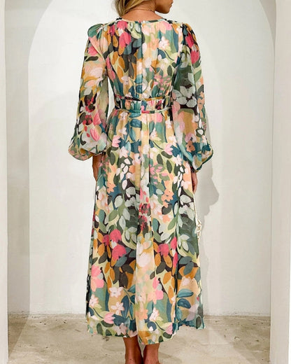 Eveloria Damen Maxi-Kleid Blumenmuster Baumwolle