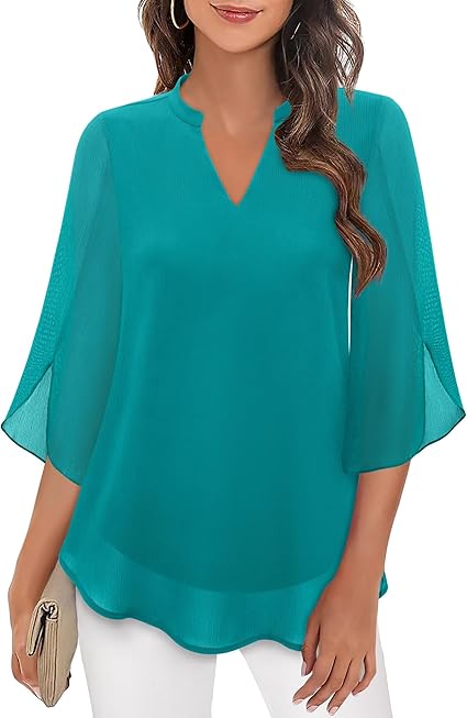 Damen Bluse V-Ausschnitt Leicht Luftig Pastell