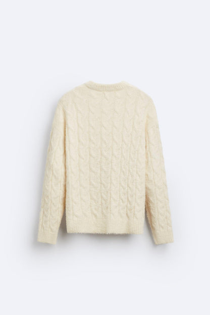Klassischer Damen Zopfstrick Pullover Zeitlose Eleganz
