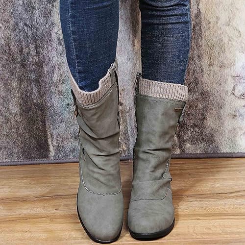 Damen Winterstiefel Seitlich Reißverschluss Warm