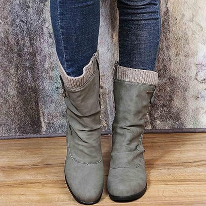 Damen Winterstiefel Seitlich Reißverschluss Warm