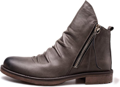 Herren Lederstiefeletten Reißverschluss