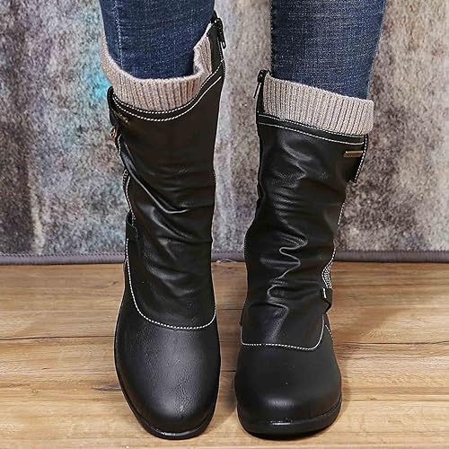Damen Winterstiefel Seitlich Reißverschluss Warm