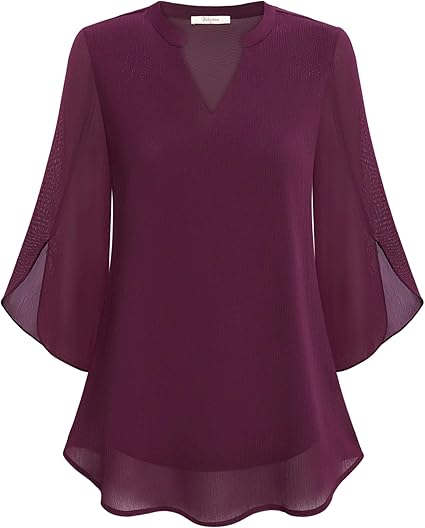 Eveloria Damen Chiffon Bluse Doppelwandig