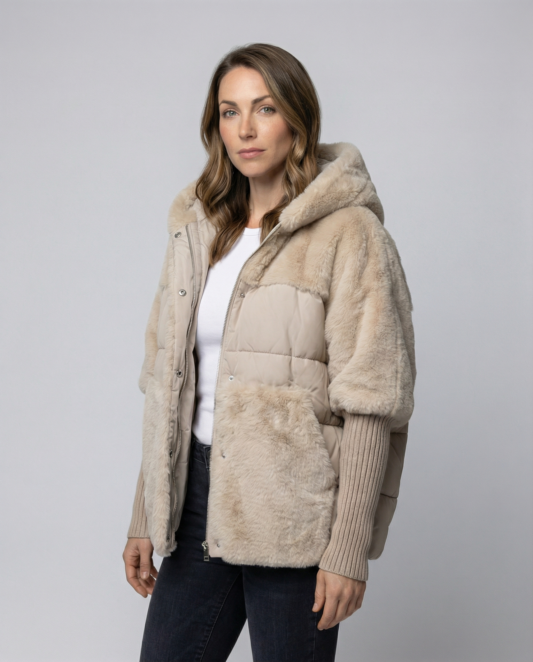 Damen Winterjacke Isoliert Wärme Schwarz - Eveloria