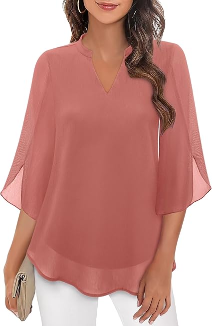 Damen Bluse V-Ausschnitt Leicht Luftig Pastell