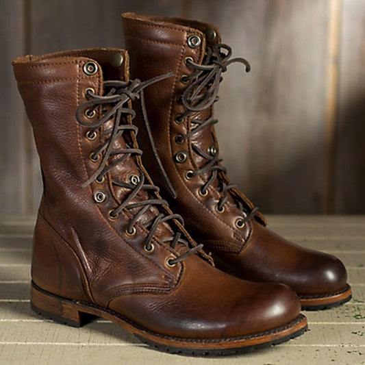 Damen Winterstiefel Gefüttert Schnürung Weich Schwarz - Eveloria