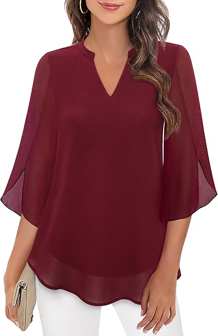 Eveloria Damen Chiffon Bluse Doppelwandig