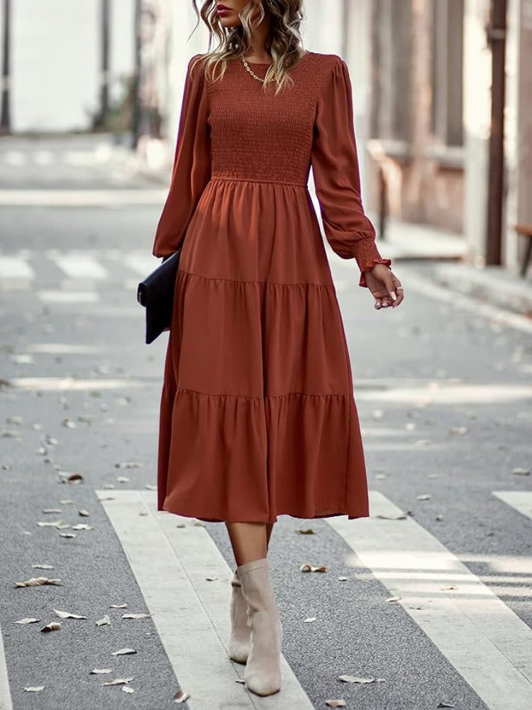 Eveloria Damen Midi-Kleid Langärmlig mit Dinnerjacket