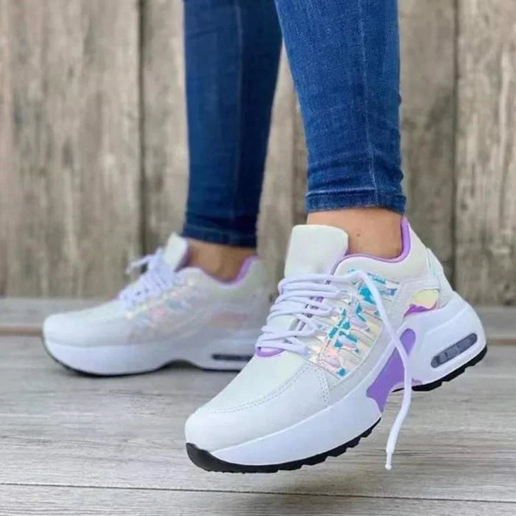 Damen Plateau Laufschuhe Schnürverschluss