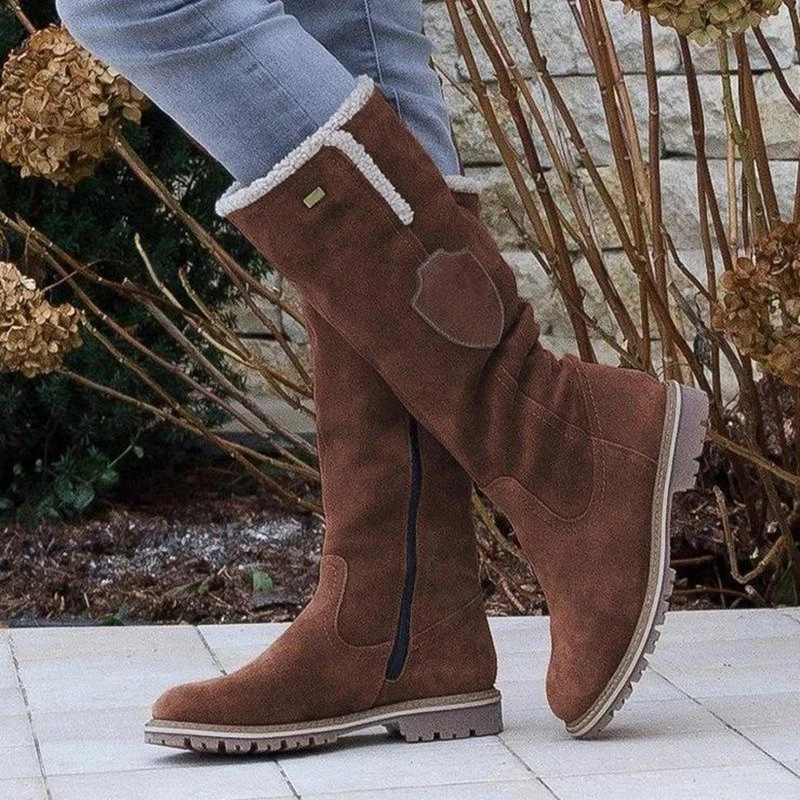 Damen Knöchelhohe Stiefel Wildleder Kunstfellfutter