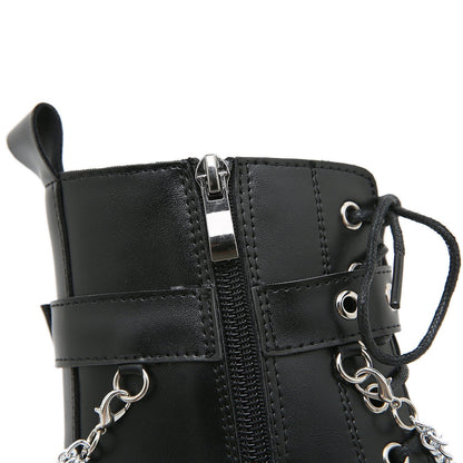 Eveloria Damen Stiefel Martens-Stil Hochhackig
