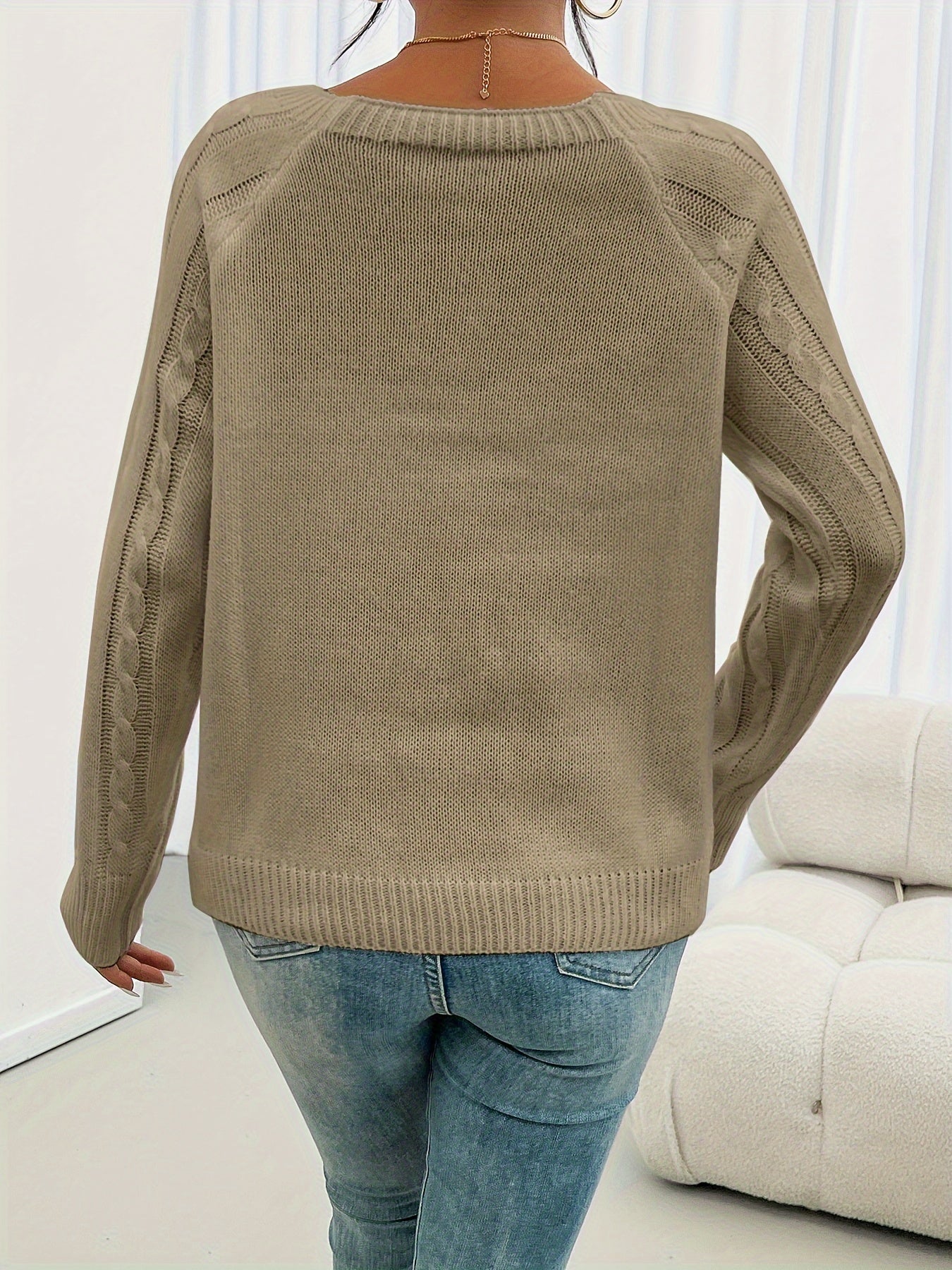 Eveloria Damen Pullover Rundhalsausschnitt Casual
