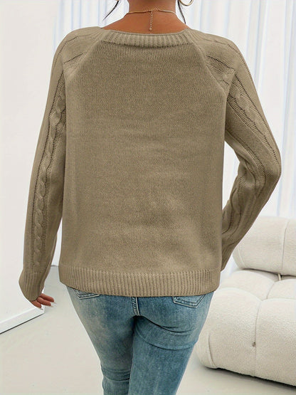 Eveloria Damen Pullover Rundhalsausschnitt Casual