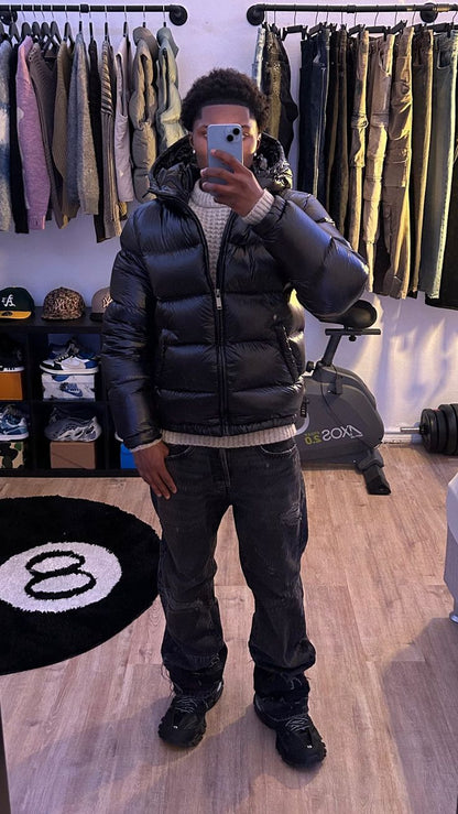 Herren Steppjacke mit Kapuze Reißverschluss Wasserabweisend