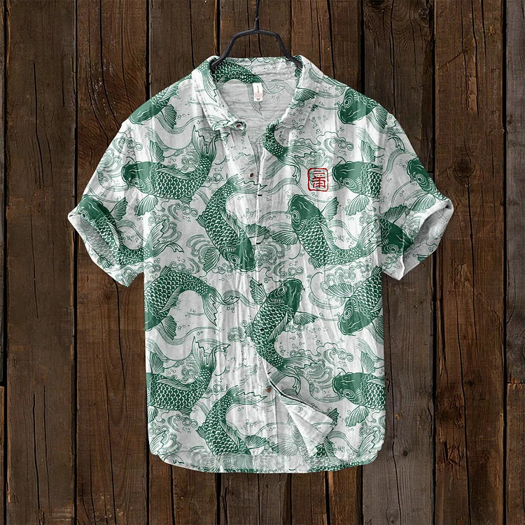 Eveloria Herren Vintage Fisch Japanische Kunst T-Shirt