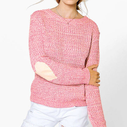 Damen Strickpullover Herz-Applikation Moderner Schnitt Eveloria