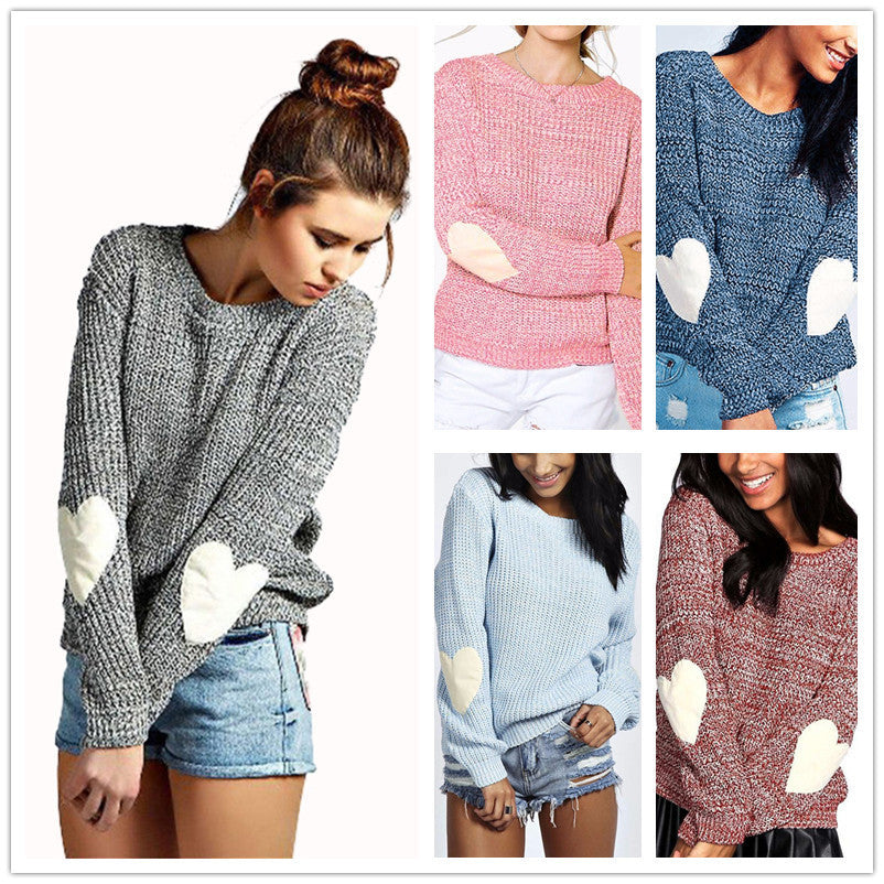 Damen Strickpullover Lässig Herz Applikationen Eveloria - Eveloria