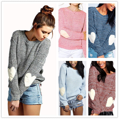 Damen Strickpullover Lässig Herz Applikationen Eveloria - Eveloria