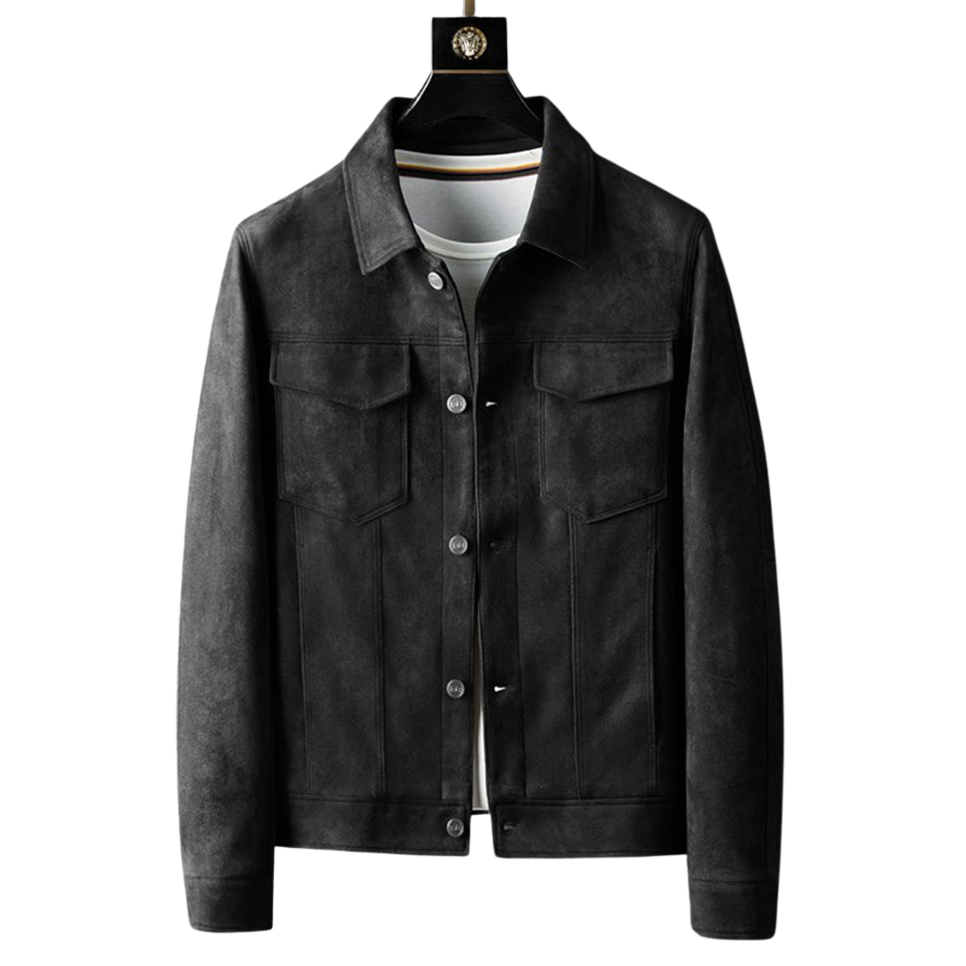 Eveloria Herren Suede Lederjacke Braun