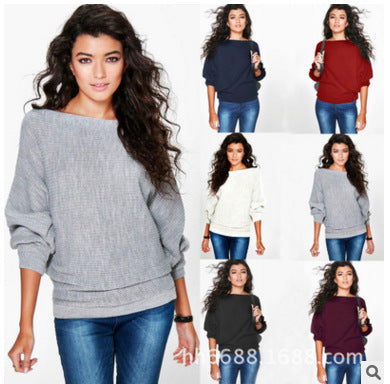 Damen Oversized Pullover Weite Ärmel Strukturiert Beige