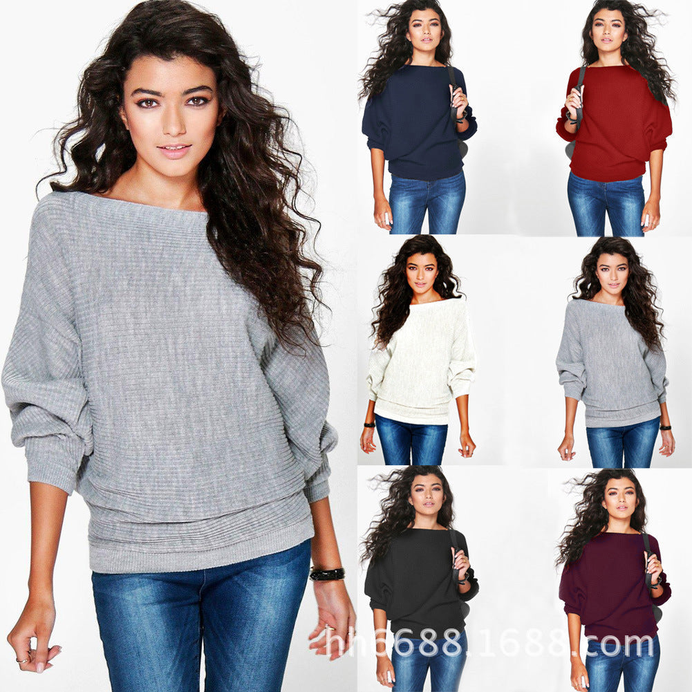 Damen Oversized Pullover Weite Ärmel Strukturiert Beige - Eveloria