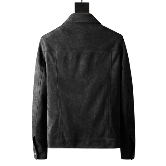 Eveloria Herren Suede Lederjacke Braun - Eveloria