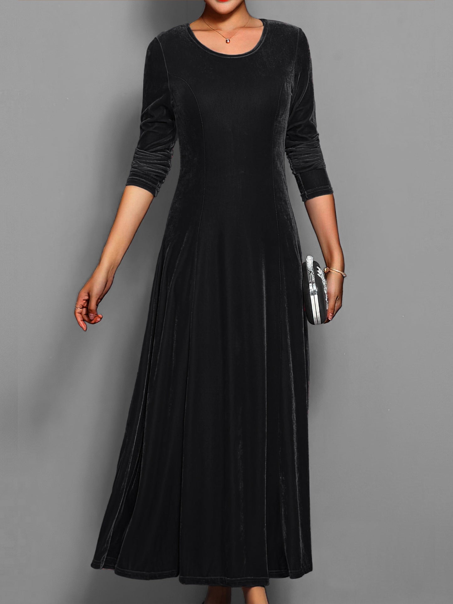 Damen Slim-Fit-Kleid Lang Vollständig