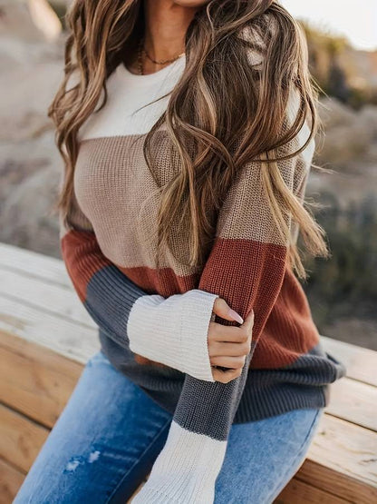 Eveloria Damen Strickpullover Gestreift - Eveloria
