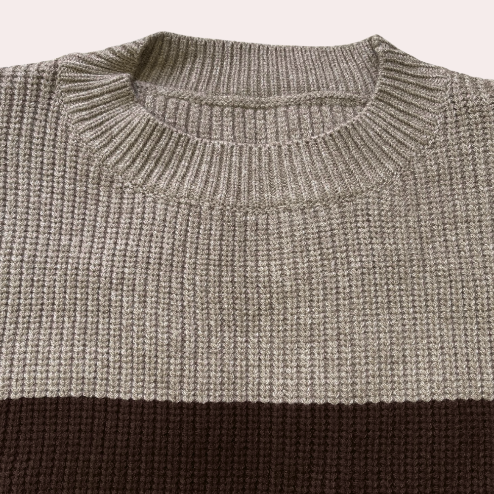 Damen Strickpullover Rundhalsausschnitt Zweifarben
