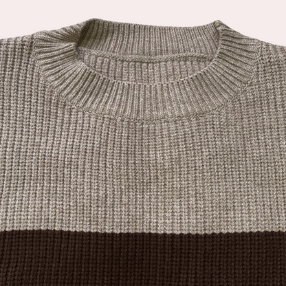 Damen Strickpullover Rundhalsausschnitt Zweifarben