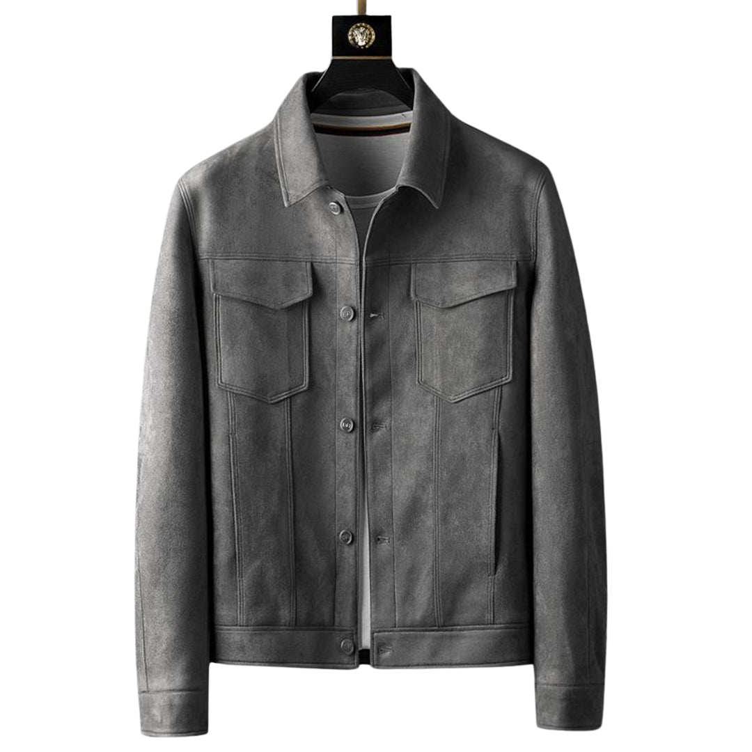 Eveloria Herren Suede Lederjacke Braun
