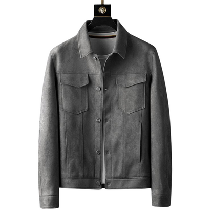 Eveloria Herren Suede Lederjacke Braun