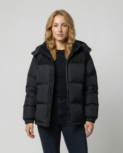 Damen Isolierte Pufferjacke Warm Schwarz - Eveloria