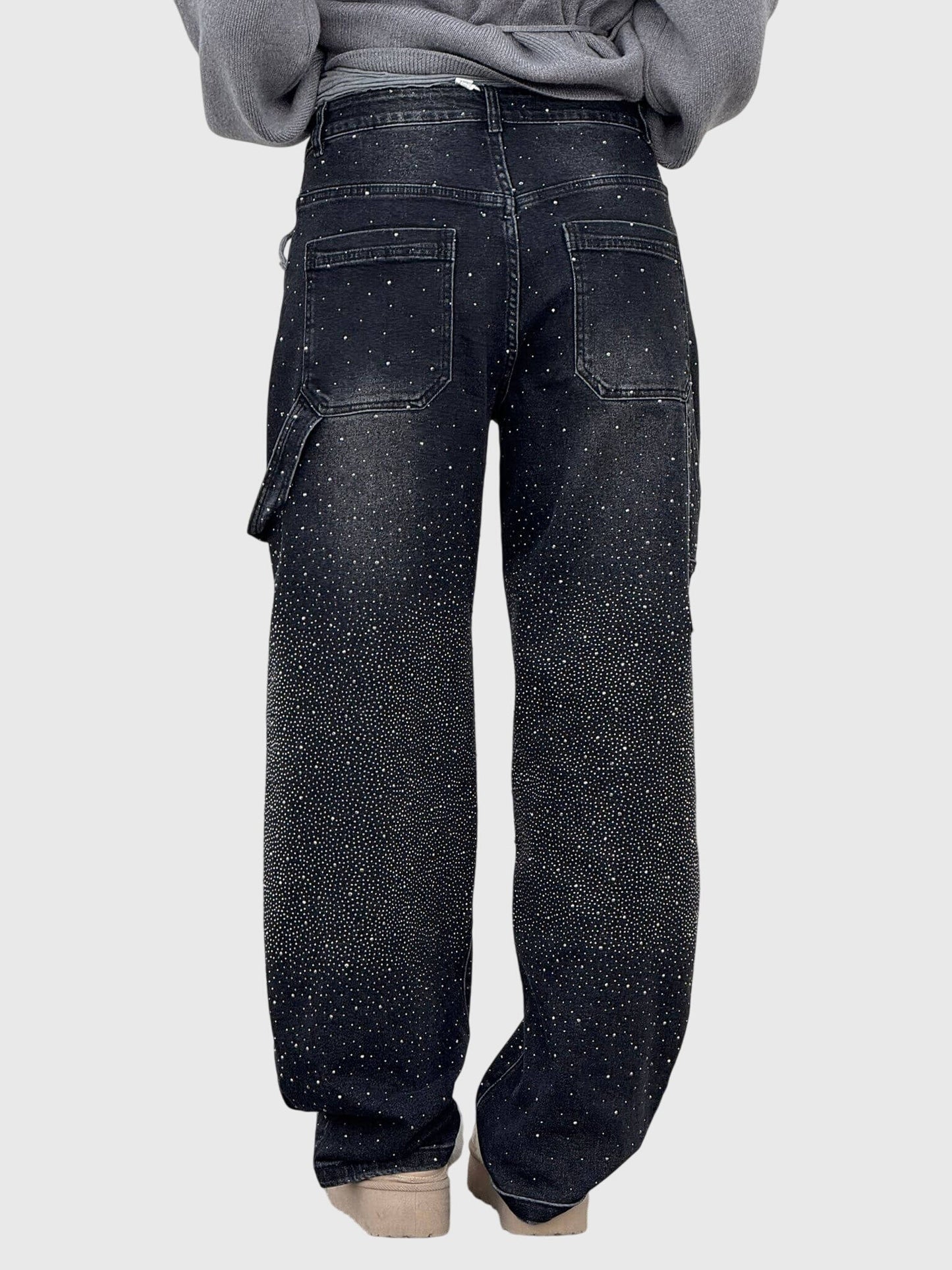 Damen Glänzende Diamant Jeans Hose