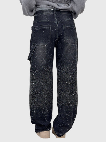 Damen Glänzende Diamant Jeans Hose