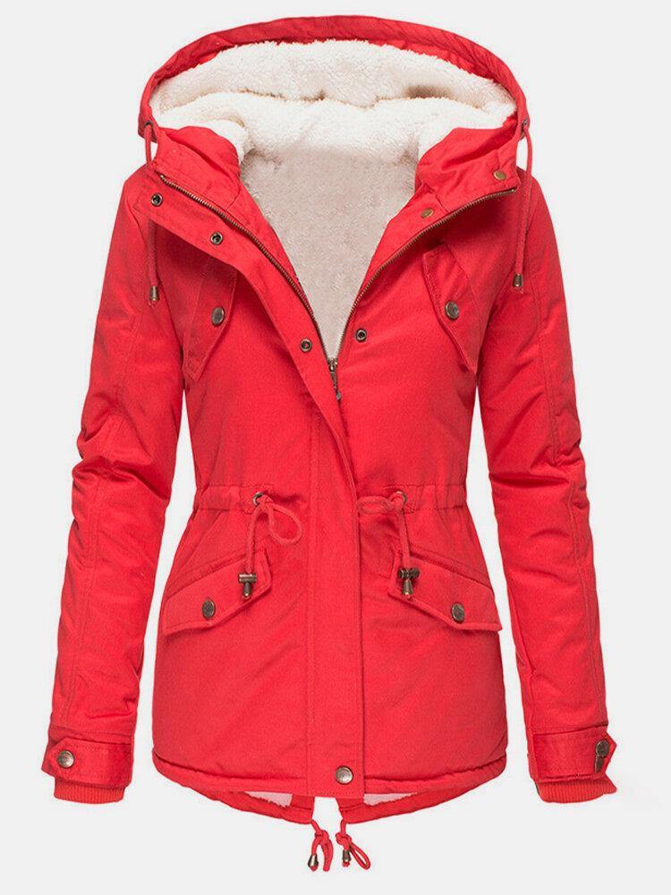 Damen Winterjacke Fleecefüllung Verstellbare Kapuze
