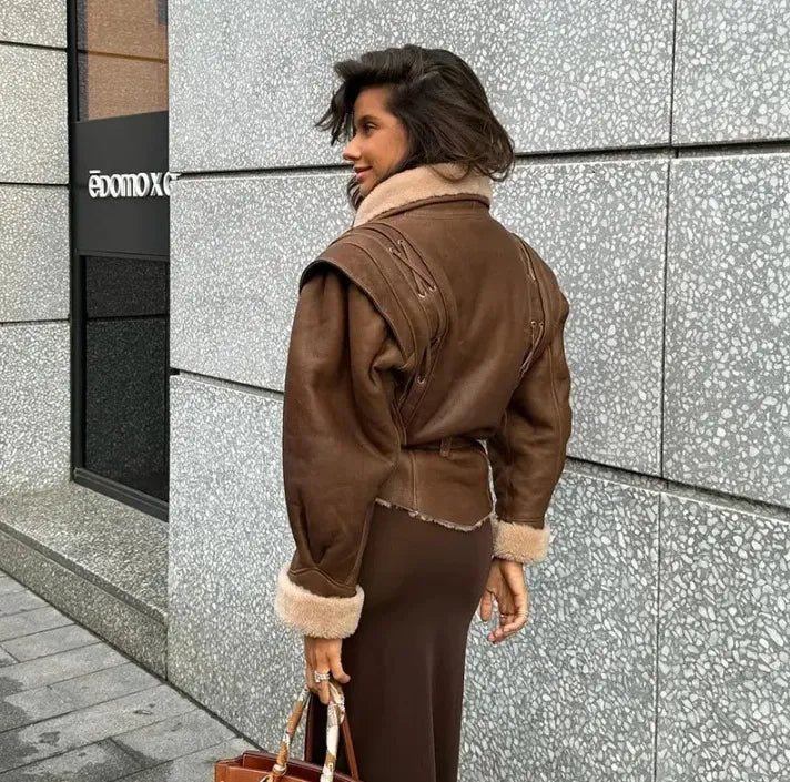 Eveloria Damen Wildlederjacke