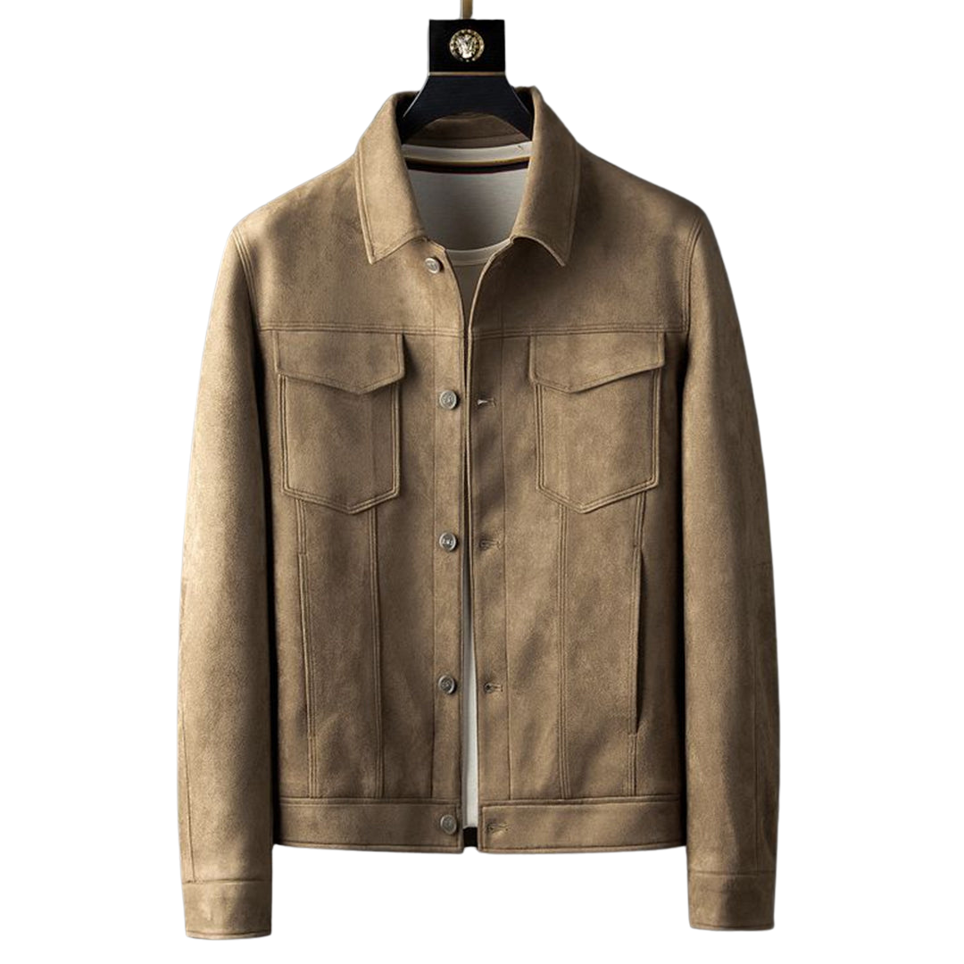 Eveloria Herren Suede Lederjacke Braun