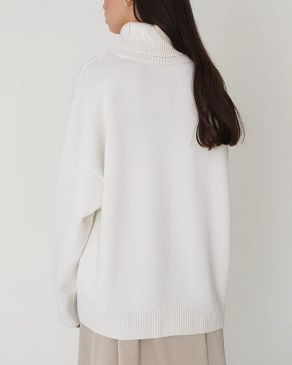 Damen Oversize Pullover Hochhalter Lässig Bequem