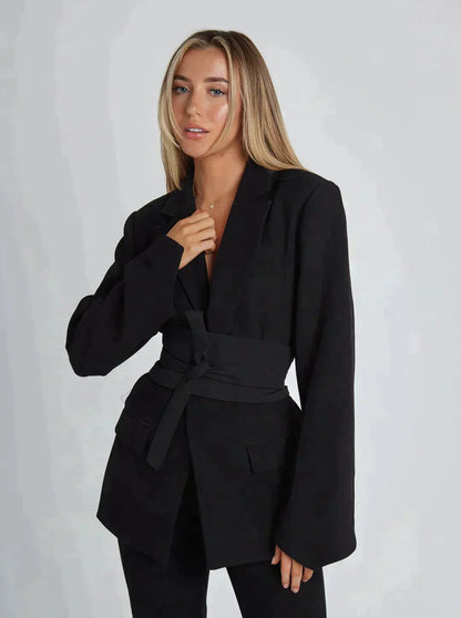 Eveloria Damen Blazer Mit Gürtel Elegantes Design
