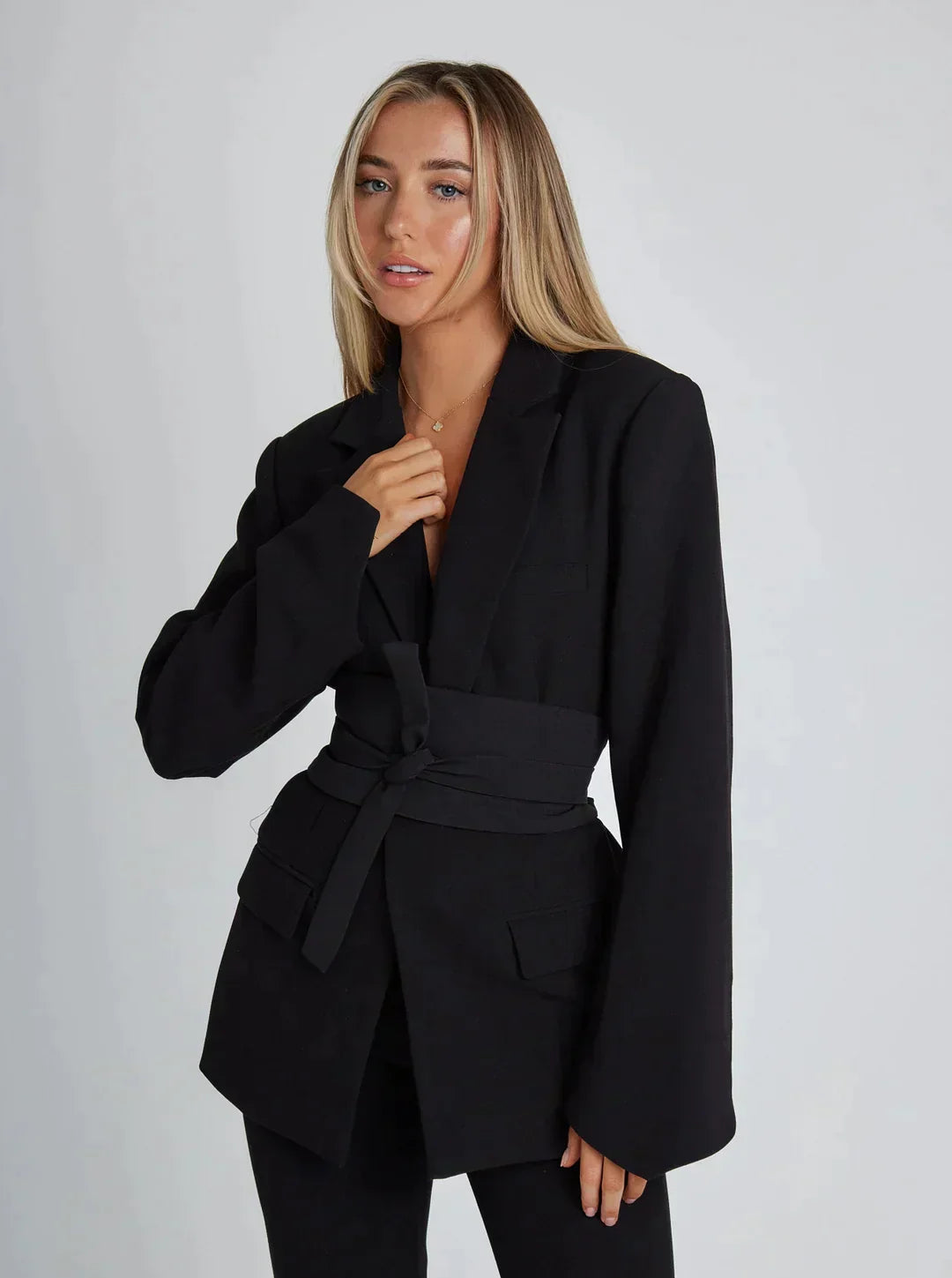 Eveloria Damen Blazer Mit Gürtel