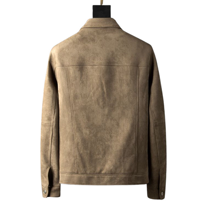 Eveloria Herren Suede Lederjacke Braun