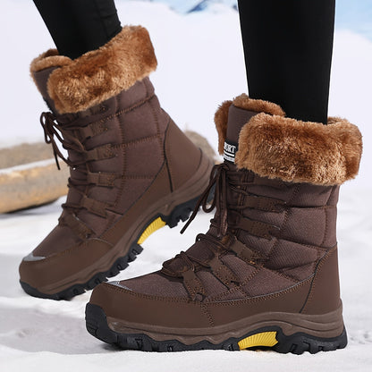 Damen Winterstiefel Braun Wasserfest Rutschfest